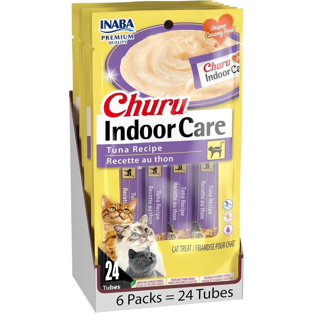 INABA Churu Indoor Care Cat Treats Lickable Tubes, Tuna, 24ct