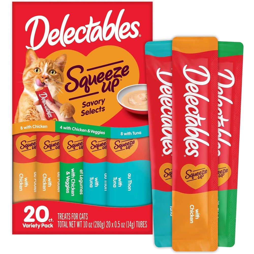 Delectables Squeeze Up Lickable Cat Treat Tube Variety Pack, 20 CT