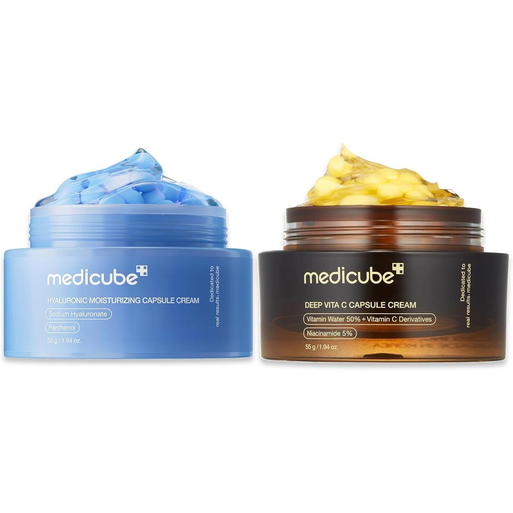 Medicube Hydrating Capsule Duo front view packaging and jars
