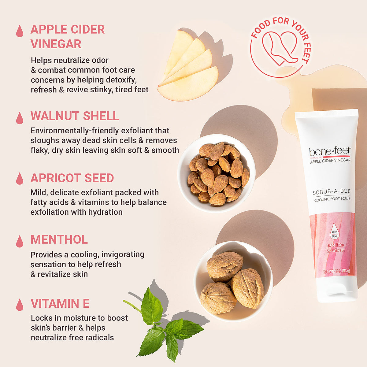 Benefeet foot scrub tube showing product branding and details