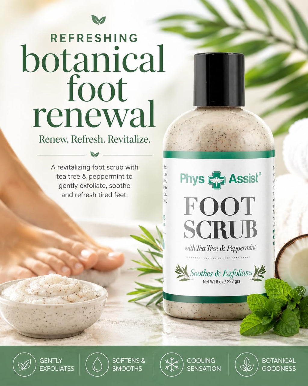 Soft and smooth feet after using PhysAssist Foot Scrub