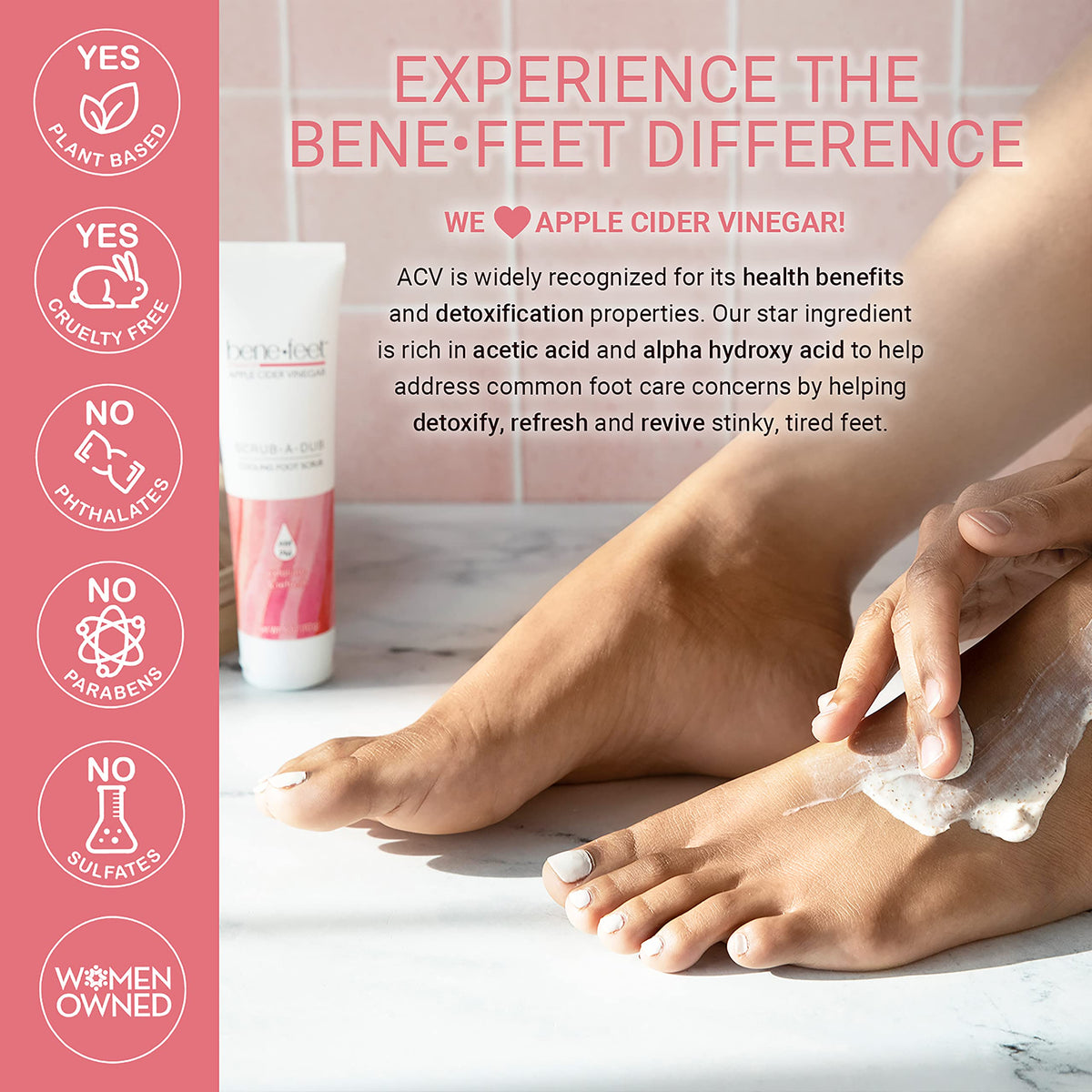 Benefeet 4 Ounce foot scrub packaging angle view