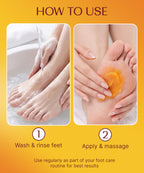 Bioaqua foot exfoliating cream application on dry heels