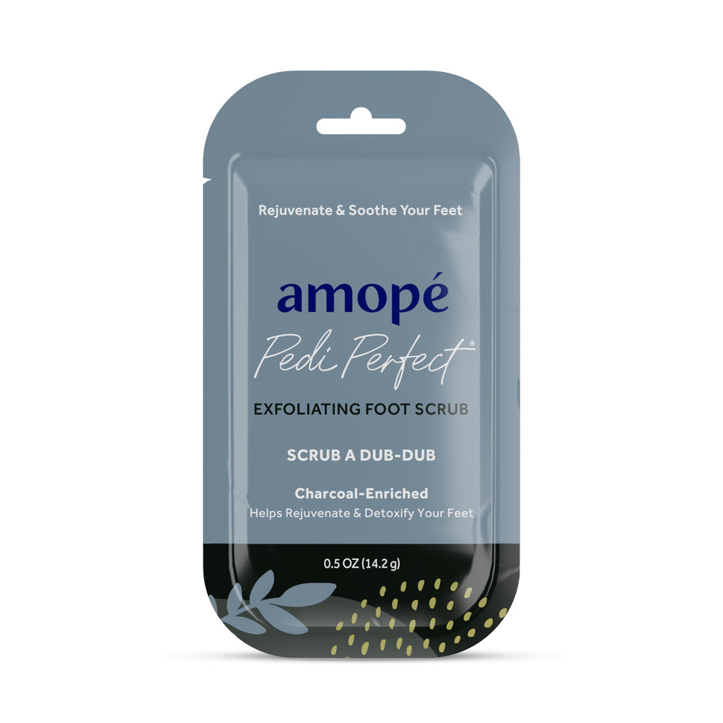Packaging details and ingredient highlights on the Amope gift set box