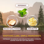 OKAY Peppermint Foot Scrub open jar showing natural green tint